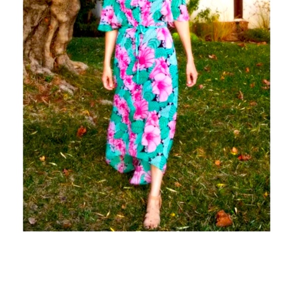 Anthropologie Leifnotes Green Floral Midi Dress - Picture 2 of 3